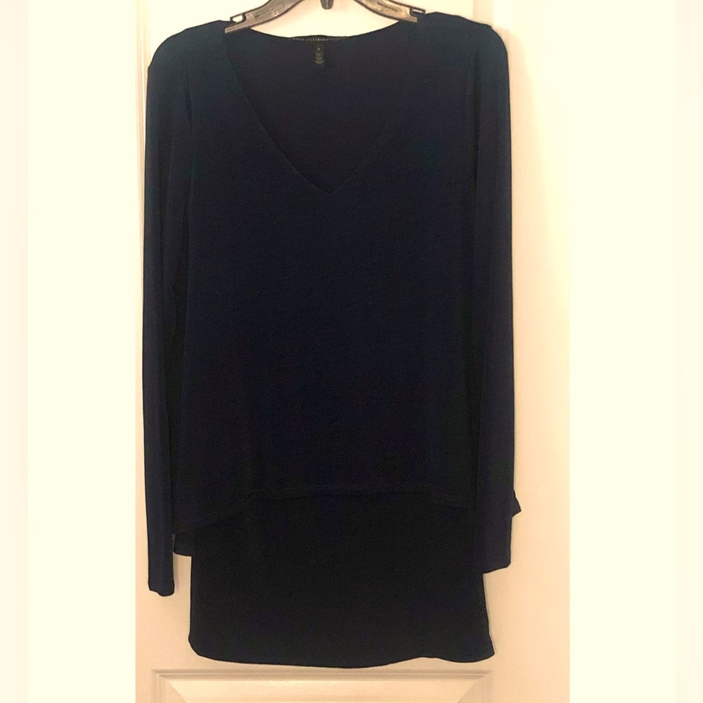 Women’s navy blue White House Black Market blouson dress, Small
